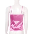 thumbnail image 7 of Kaerm Womens Shiny Metallic Camisole Wet Look Shirt Vest Spaghetti Straps Tank Top Club Dancewear Hot Pink M, 7 of 7