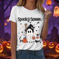 thumbnail image 2 of NOLDARES Halloween Oversized Shirts for Women Spooky Season T-Shirt Halloween Pumpkin Costume Ghost Fall Tees Top,White,L, 2 of 5
