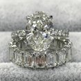 thumbnail image 2 of HeartsAndYou 7ct Moissanite Bridal Set Eternity Band Halo Engagement Ring for Women 18k White Gold Over Silver, 2 of 6