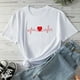 thumbnail image 2 of Camisetas de cuello redondo para mujer Camisetas con estampado de corazón Camisetas de manga corta Blusa Tops Fridja  gope1477, 2 of 8
