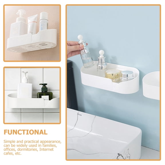 ELAYARD 4-Piece White Bathroom Storage Shelf with Sticky Design for Organized and Clutter-