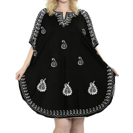 Short Caftan - Kimono Women's Short Beachwear Swimsuit Bikini Cover up Embroidered Caftan Dress