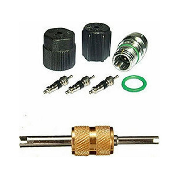 A/C System Car R12 & R134a A/C Air Conditioner Valve Core and Cap + Remover Kit
