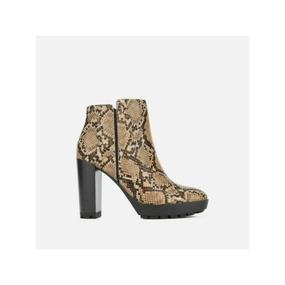 KENNETH COLE Womens Brown Animal Print Padded Slip Resistant Round Toe Block Heel Zip-Up Dress Booties 6.5