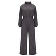 thumbnail image 2 of UPPADA Womens One Piece Jumpsuit Sets Travel Outfits Half Zip Overall Wide Leg Pants Dressy Outfits for Women Dark Gray,XL, 2 of 7