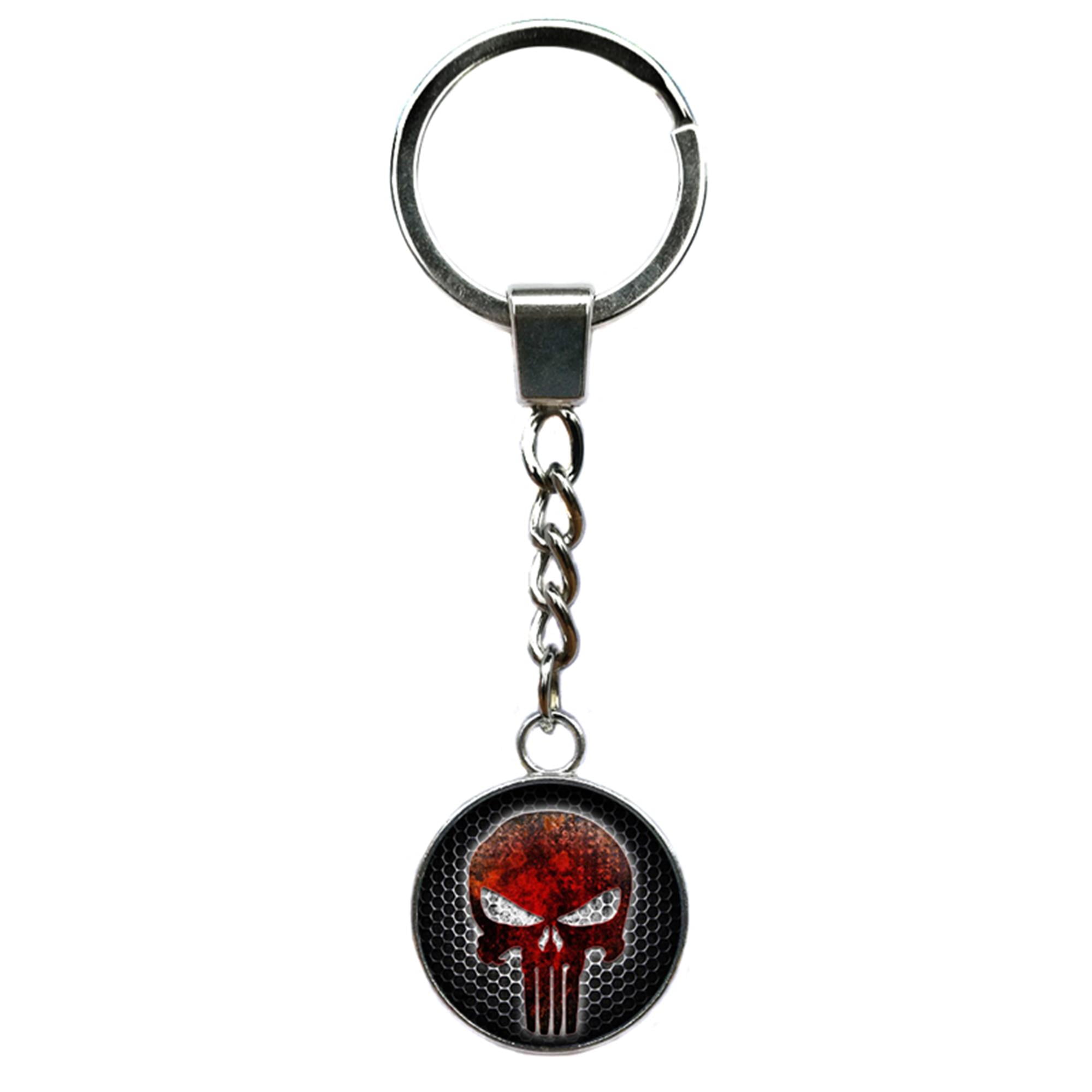 KEYCHAIN BLACK Key Accessory Jewelry Geek Superhero Marvel PUNISHER SKULL 