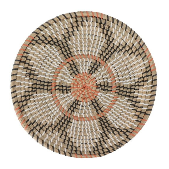 Round Grass Wall Ornaments 35cm Diameter Hand Knitting Hanging Woven Wall Baskets for Living Room Kitchen Style 3
