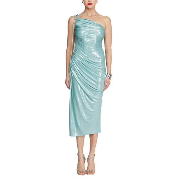 Halston womens Mona One Shoulder Midi Dress, 4