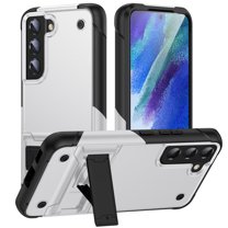 Designed for Samsung Galaxy S21 FE Armor Case, [Kickstand Function] [Hard PC   Soft TPU Reinforced Drop Protection] Shockproof Anti-drop Hybrid Phone Case for Samsung Galaxy S21 FE - White