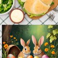 thumbnail image 3 of Amarainy Easter Bunnies And Colorful Eggs Garden Scene Linen Table Mats Set Of 4 For Home Kitchen Table Decor 12x18 inch, 3 of 5