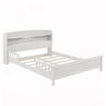 thumbnail image 4 of Full Size Pine Wood Bed with Bookcase Headboard, LED Motion Sensor, No Spring Box, White for Bedroom, 4 of 26