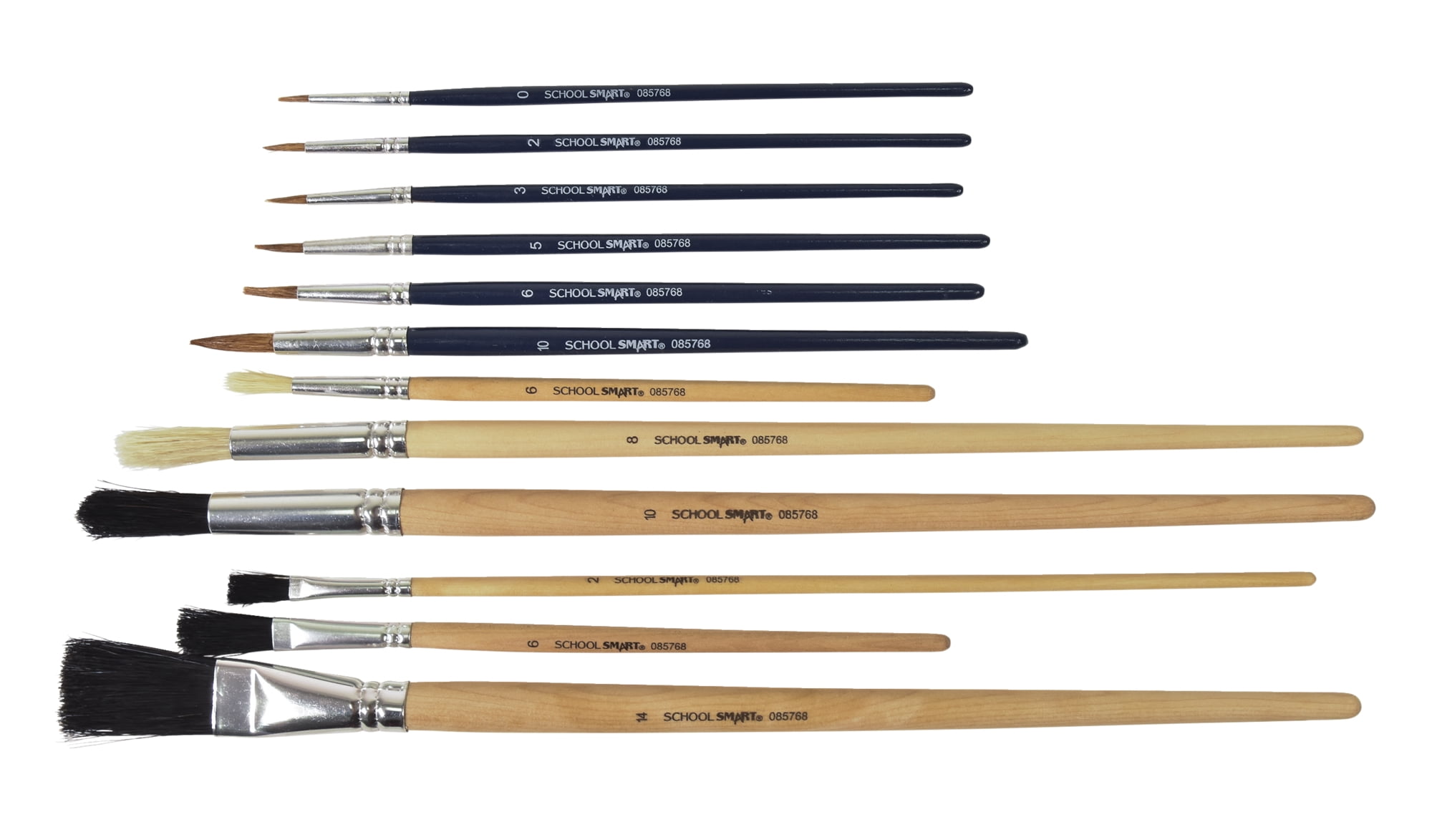 School Smart 085768 Economy Natural And Synthetic Paint Brush Assortment