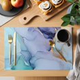 thumbnail image 2 of Purple Teal Golden Marble Placemats Set of 12, Abstract Modern Geometric Washable Wipeable Table Mats for Dining Tables, Indoor Outdoor Kitchen Place Mats for Holiday Party Table Decor, 2 of 9
