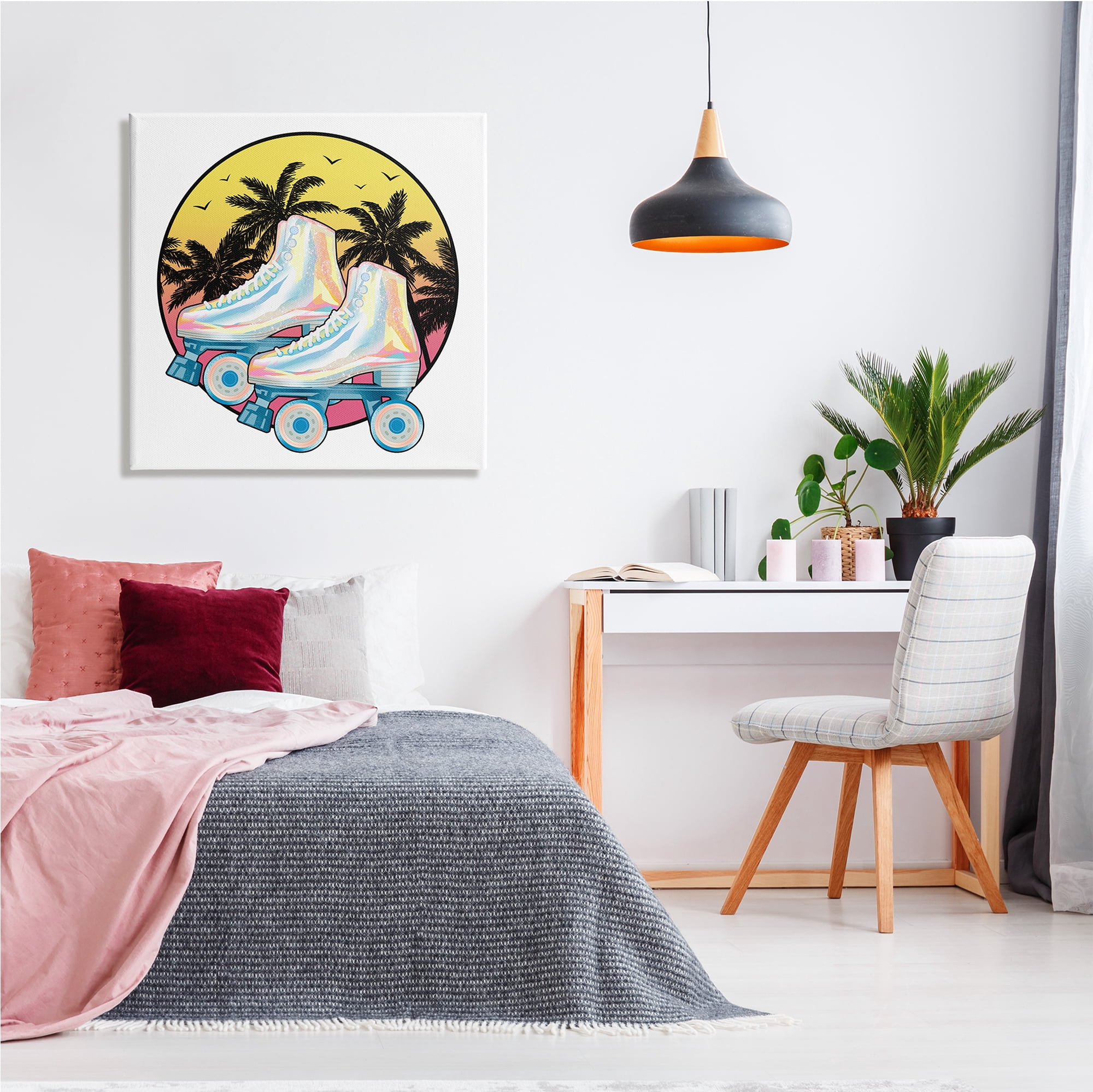 Stupell Indtries Retro Tropical Summer Sky Vintage Roller Skating Derby,30 x 30,Design by Ziwei Li