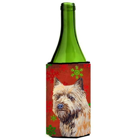 Cairn Terrier Snowflakes Holiday Christmas Wine bottle sleeve Hugger