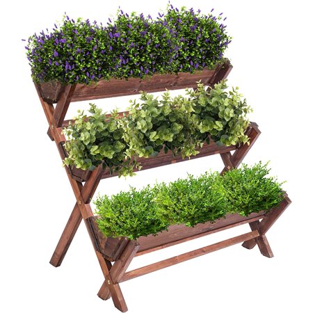Vertical Raised Garden Bed  Freestanding Elevated Garden Planters with Drain Holes 3 Tier Wooden Planter Box Container for Vegetables Flower Herb Outdoor Indoor Gardening