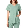 thumbnail image 3 of Scrub Top for Women – Breathable 4-Way Stretch V-Neck Top with Multiple Pockets Light Green M, 3 of 4