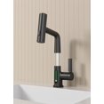 thumbnail image 2 of Robinet de Lavabo de Salle de Bain à Affichage Numérique de la Température LED avec Poignée Unique 360° Rotatif Cascade 3-en-1 Robinet de Lavabo avec Hauteur Réglable - Noir Mat, 2 of 8