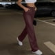 thumbnail image 5 of Pincandy Women's Solid Color Casual Pants with Leather-Look Buttons - Elastic Waist, Zipper Fly, Loose Wide Leg Fit with Pockets, Stylish Addition to Your Wardrobe, 5 of 7