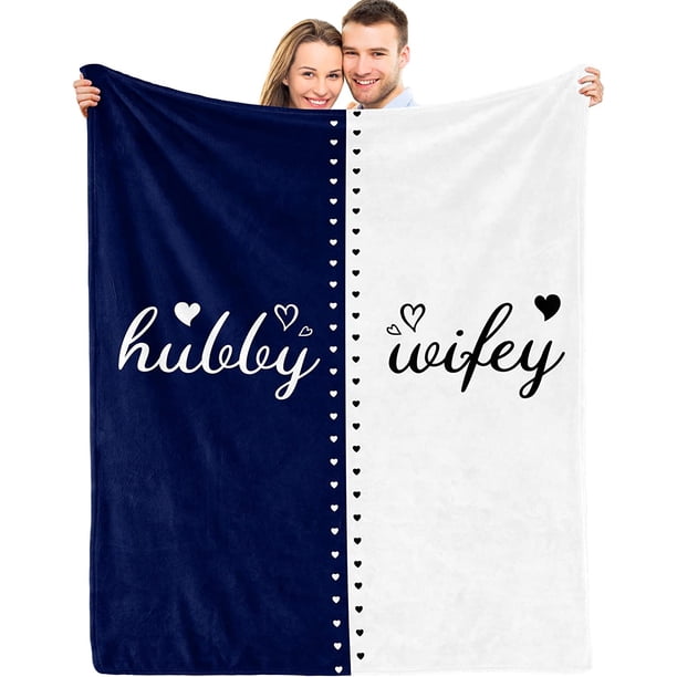 LHSHID Hubby and Wifey Blanket Wedding Gifts For Couples Unique Bridal Shower Mr and Mrs Gifts Bride To Be Gifts His And Her for Newlywed Christmas Anniversary Married Gifts 30"x40"