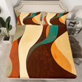 thumbnail image 2 of Manfei Retro Waves Lines Twin Sheet Sets,Abstract Geometric Stripes Twin Fitted Sheet,Brown Beige Flat Sheet For Girls Boys,Super Cozy Room Decor,3pcs, 2 of 7