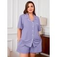 thumbnail image 5 of SHOWMALL Women's Plus Size Pajama Set 2 Piece Sleepwear with Pockets, Purple Gray 4X Valentine's Day Galentine's Self-Care Gift for Her, Soft Short Sleeve Loungewear, 5 of 8