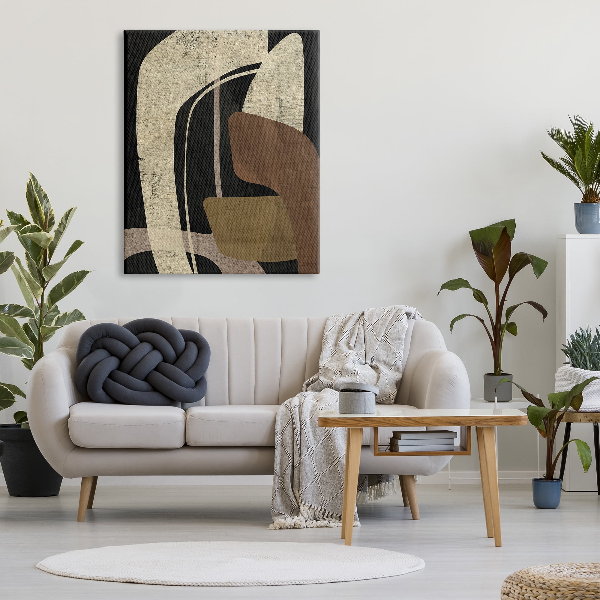 Stupell Industries Boomerang Shape Abstraction Abstract Painting Gallery Wrapped Canvas Art Print Wall Art, 36 x 48