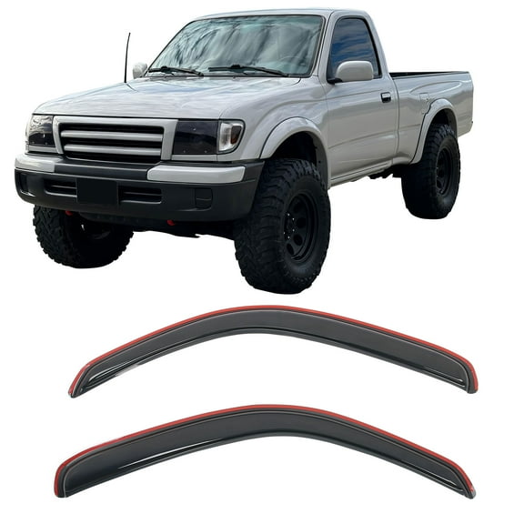 Ikon Motorsports In-Channel Window Visors for 1995-2004 Toyota Tacoma Standard Cab Acrylic Smoke Side Rain Sun Vent Shade Deflectors 2PCS