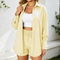 thumbnail image 2 of DHFJKG Womens 2 Piece Oversized Outfits Summer Striped Long Sleeve Button Up Shirts And Shorts Summer Matching Sets Soft Outfit, 2 of 8
