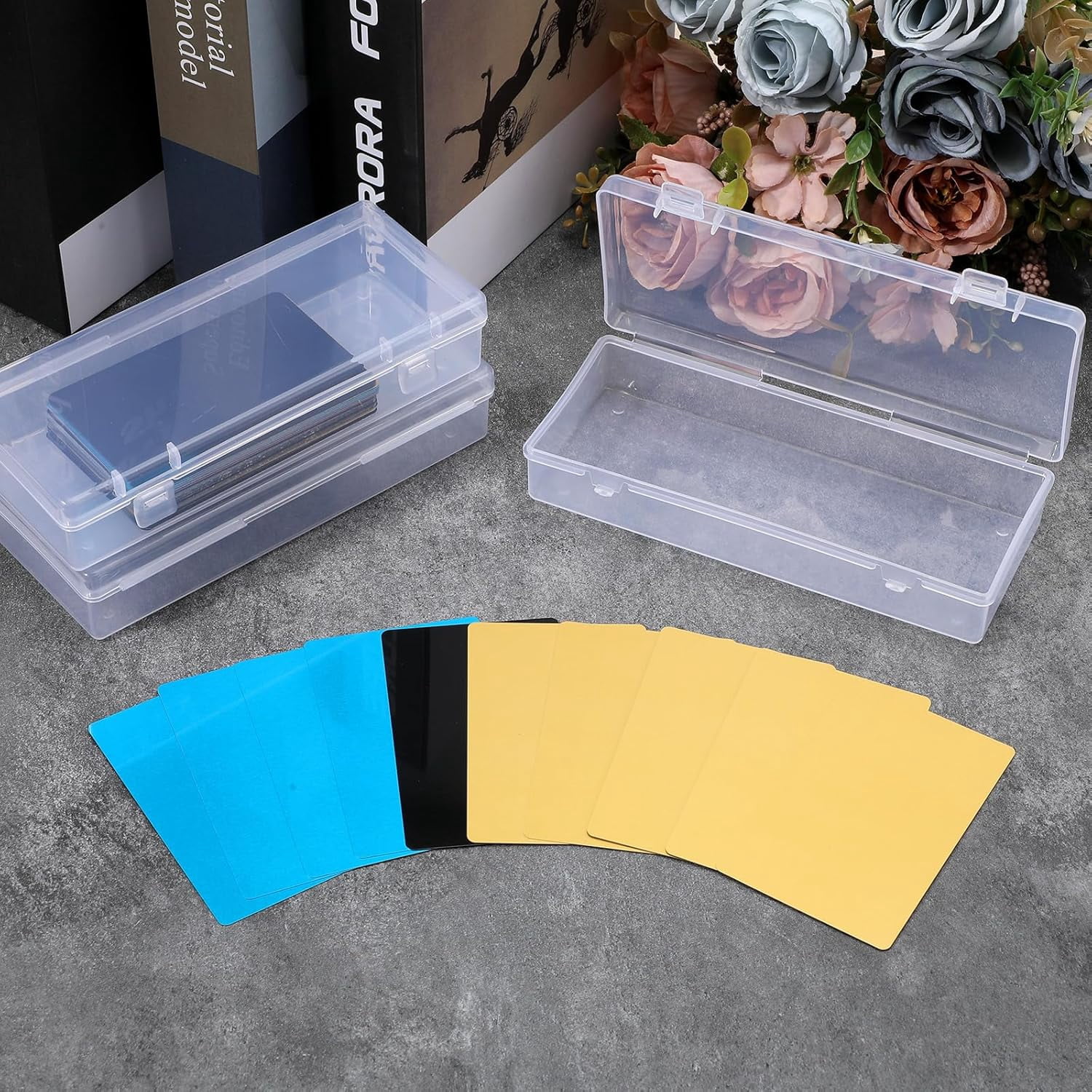 16 Pcs 6'' Plastic Storage Boxes, Small Storage Containers with Hinged Lids, Rectangle Clear Boxes for Beads, Jewelry, Game Pieces, Pens and Crafts Items(6.2'' x 1.2'' x 2.5'')