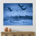 thumbnail image 2 of Cranes In Flight During Blue Evening Light 32 in x 16 in Framed Painting Canvas Art Print, by Designart, 2 of 5