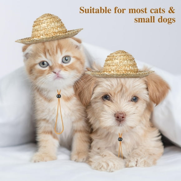 Luxshiny Sombrero Para Mascotas De Paja Con Atractivo Y Correa Ajustable Para Exteriores