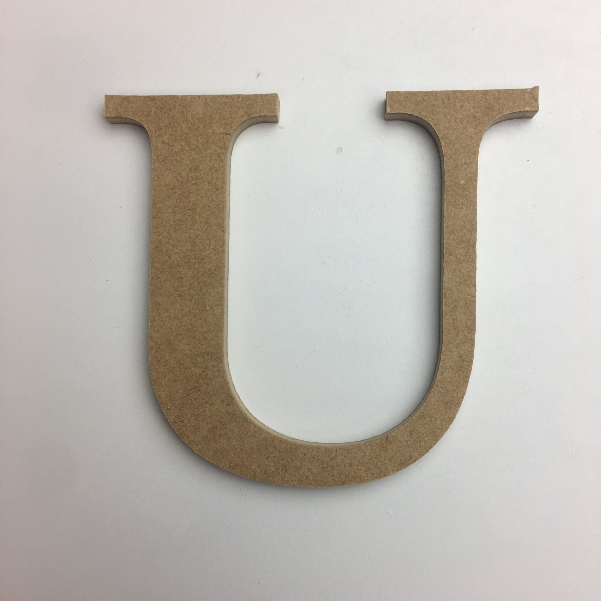 Wood Craft Letter 4" Tall U, Unfinished Wooden Wall Letter, Times Font