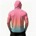 thumbnail image 6 of Men's Ombre Print Hooded Long Sleeve Sun Shirt - Fashionable Gradient Pullover with Built-in Face Mask & Zipper Pocket - UPF 50+ Quick Dry Athletic Top for Fishing, Hiking & Summer 2026 Light pink M, 6 of 7