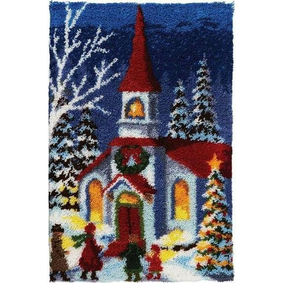 ShowNiceArt Latch Hook Rug Kits for Adults ,Christmas Church | Sofa Cushion Mat Tapestry DIY Carpet Arts Crafts 50×38cm/20*15in