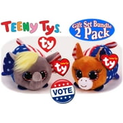 TY Teeny Tys Vote 2016 Republican Plush (Elephant) & Democrat Plush (Donkey) Gift Set Bundle - 2 Pack