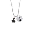 thumbnail image 2 of Delight Jewelry Resin Black Playing Cat Silvertone Script Initial Disc - J - Charm Necklace, 20"+3", 2 of 4