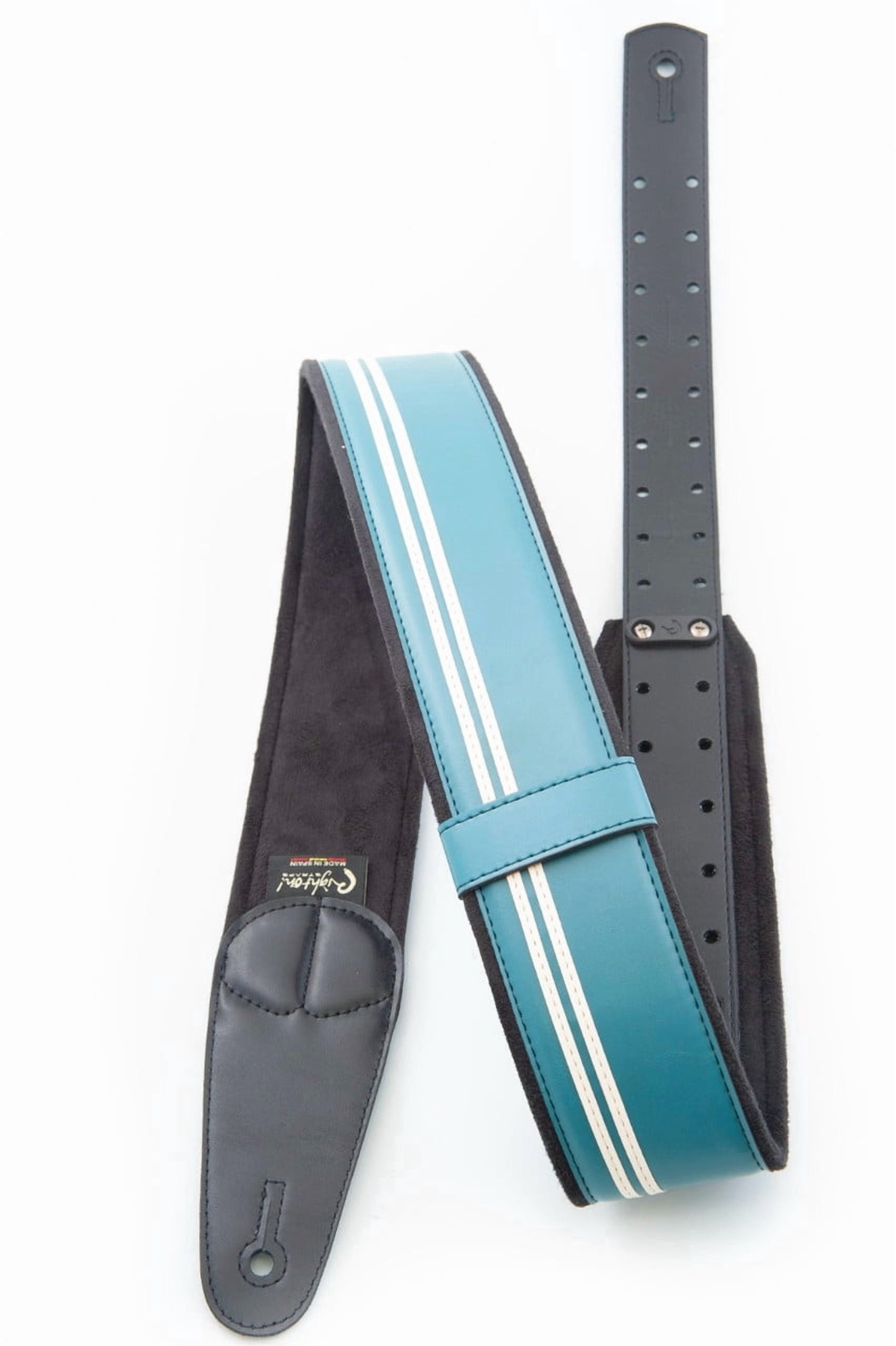 RightOn! Straps Mojo Collection Race-60 Guitar & Bass Strap made with Vegan Leather – Stylish and Comfortable - Teal
