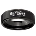 thumbnail image 2 of Dragon Design 8MM Step Edge Brush Black Tungsten Men Ring, 2 of 2