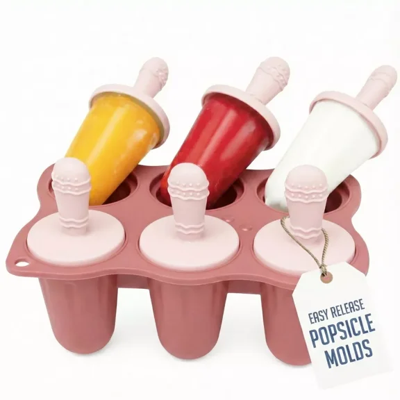 Baby Popsicle Mold, Baby Teething Popsicle Mold Silicone, 6-Cavity Infant & Toddler Ice Pop Molds, Baby Popsicle Teether, BPA-Free, Dishwasher Safe