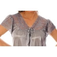 thumbnail image 5 of Nightgown for Women Cap Sleeves Sexy Silky Feeling with a Floral Lace Design, Charcoal Medium, 5 of 5