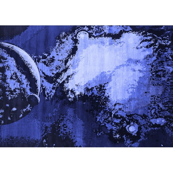 Ahgly Company Indoor Rectangle Oriental Blue Industrial Area Rugs, 2' x 5'