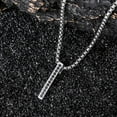 thumbnail image 5 of Bar Necklace 925 Sterling Silver Black Cubic Zircon Bar Pendant Necklace Jewelry for Men Women, 5 of 5