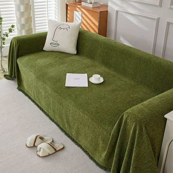 XmhyTop 1 Piece 71×90in Chenille Sofa Cover, Dark Green Couch Cover,All-season Pet Couch Cover for Sofa Protection,Soft Durable Chenille Fabric,Anti-Stain &Pet Hair,Sofa Slipcover for Home Use