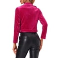 thumbnail image 3 of INSPIRE CHIC Veste de Moto Courte en Velours pour Femme à Revers Cranté avec Fermeture Éclair TP Rose Vif, 3 of 5