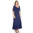 thumbnail image 2 of 24/7 Women's Plus Size Comfort Apparel Elbow Length Sleeve Plus Size Maxi Dress, 2 of 4