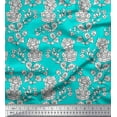 thumbnail image 1 of Soimoi Japan Crepe Satin Fabric Leaves & Floral Block Printed Craft Fabric by The Yard 42 Inch Wide, 1 of 3