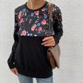 thumbnail image 2 of Awdenio Femmes Col Rond Mince Manches Longues Imprimé Coutures Slim Fit Top Sweatshirt, 2 of 8