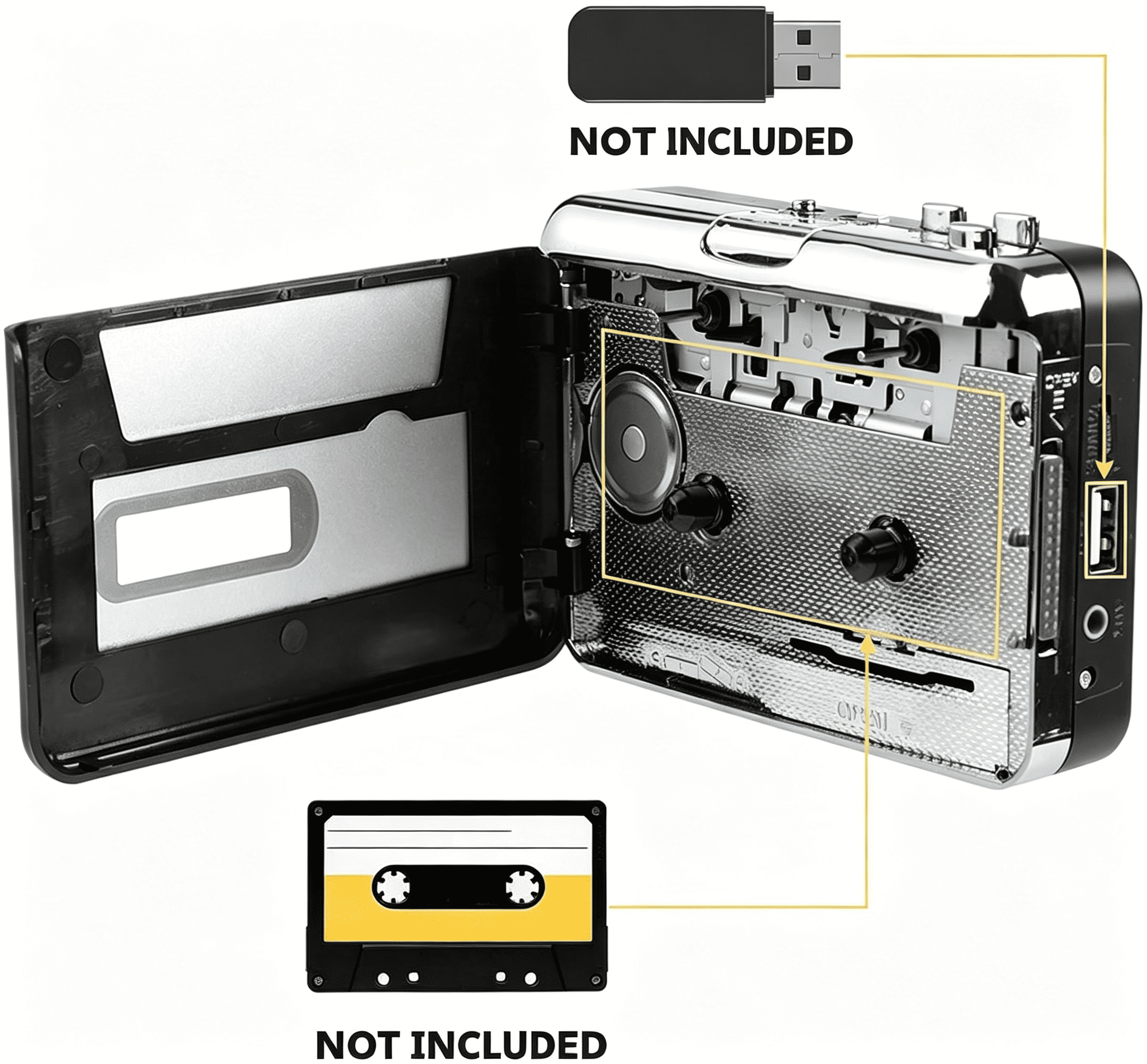 MUSICOZY Portable Walkmen Cassette Player for Laptops and PCs