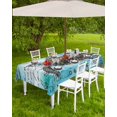 thumbnail image 4 of Sea Turtle Summer Ocean Nautical Rectangle Tablecloth with Zipper,Waterproof Table Cloth with Umbrella Hole Patio Tablecloths for Outdoor Tables,Blue Gradient Retro Letter Spillproof Table Cover, 4 of 6